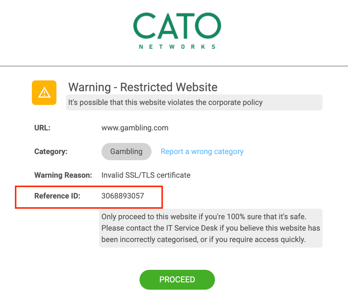 Enhanced Block / Warning Message - Event Reference ID - Cato Connect ...